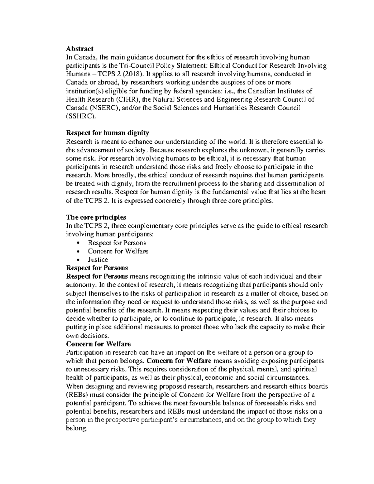 TCPS 2 CORE 2022 - Ethical Guidelines for Research Involving Humans ...