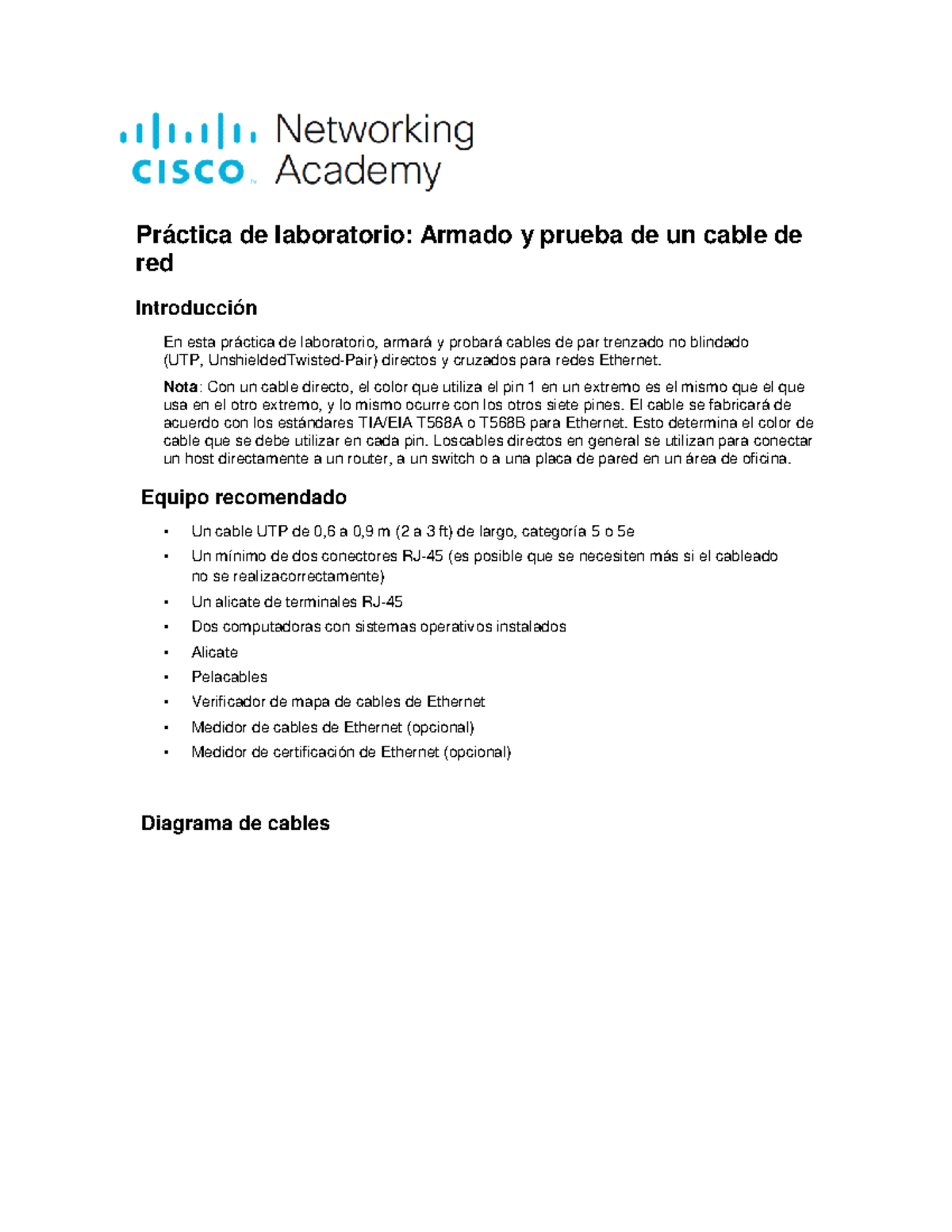 5.4.2.8 Lab - Construcción y Prueba de Cable de Red UTP - Studocu
