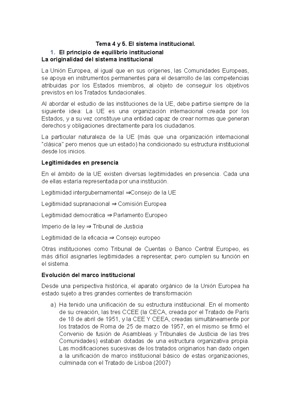 Tema 4 y 5 instituciones y derecho de la union europea - **Tema 4 y 5 ...
