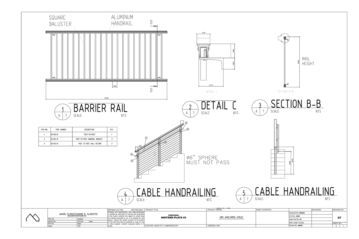 Midterm Plate: Cable Handrailing Project Details (1500 4458) - Studocu