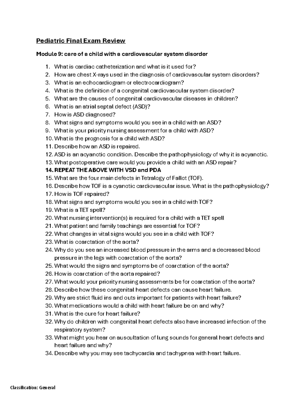 Pediatric Final Exam Review: Modules 9-16 Overview - Studocu