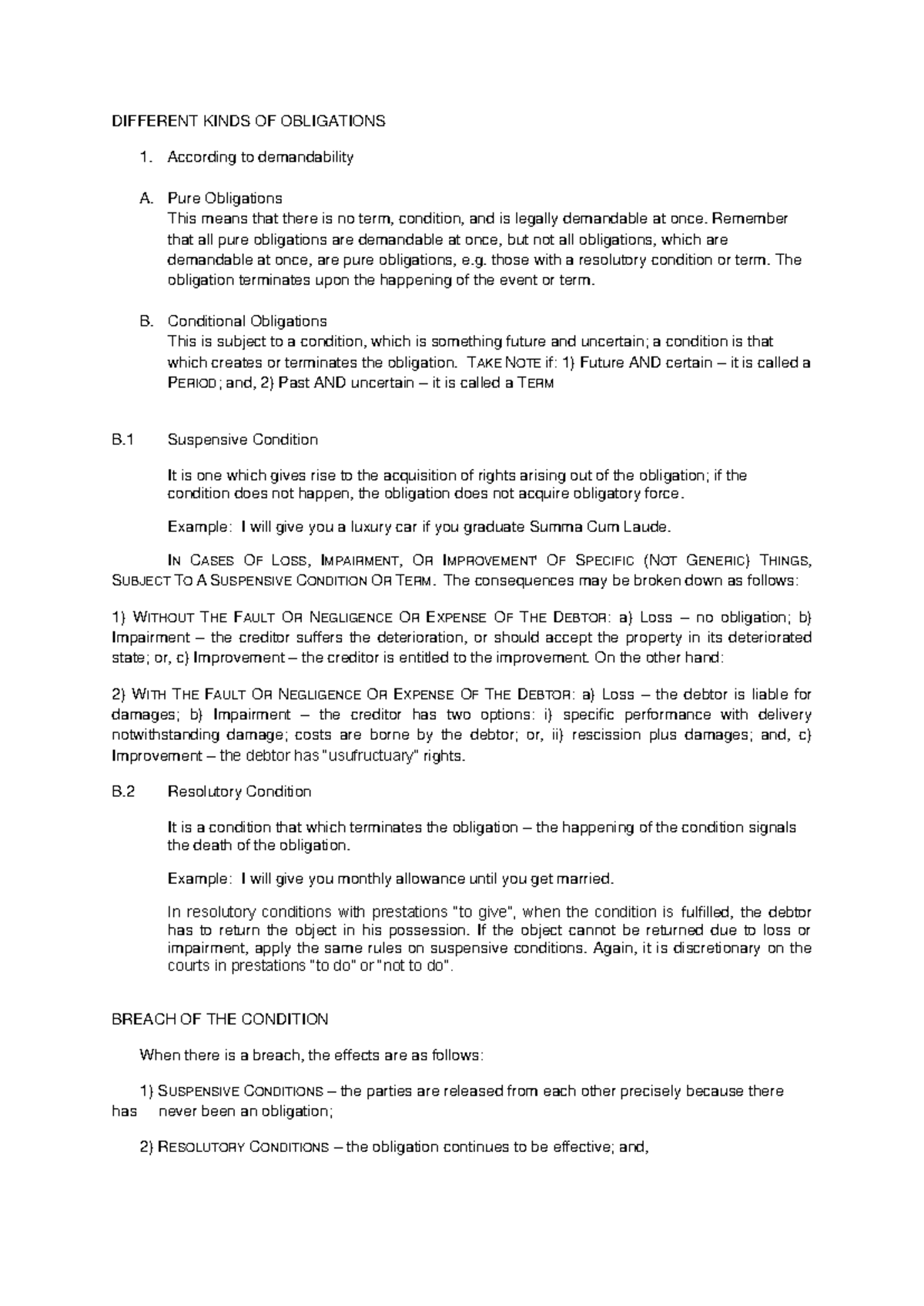 Obligations 101: Types and Conditions Explained (Law 101) - Studocu