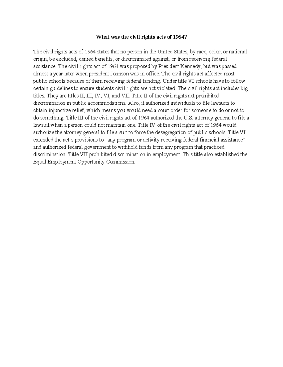Civil Rights Act of 1964 Summary - What was the civil rights acts of ...