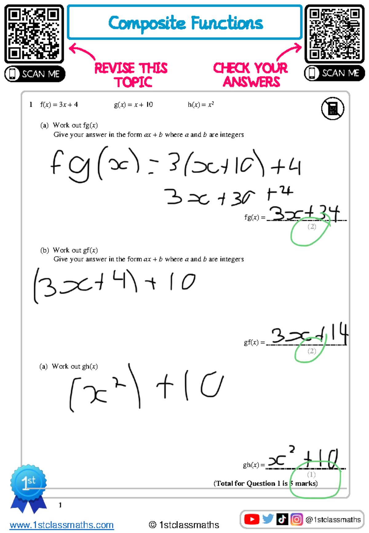 Composite Functions Edexcel SCAN ME 1 Revision Notes - Studocu