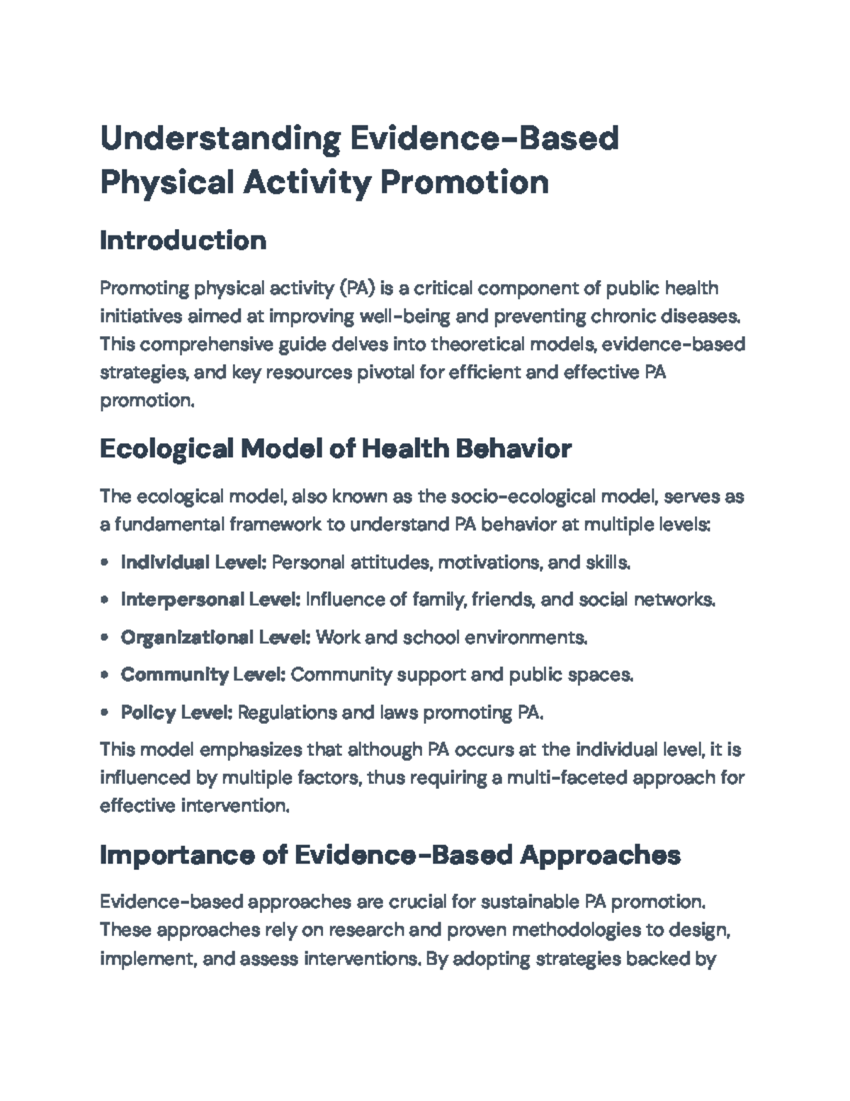 Evidence-Based Strategies for Promoting Physical Activity in Public ...