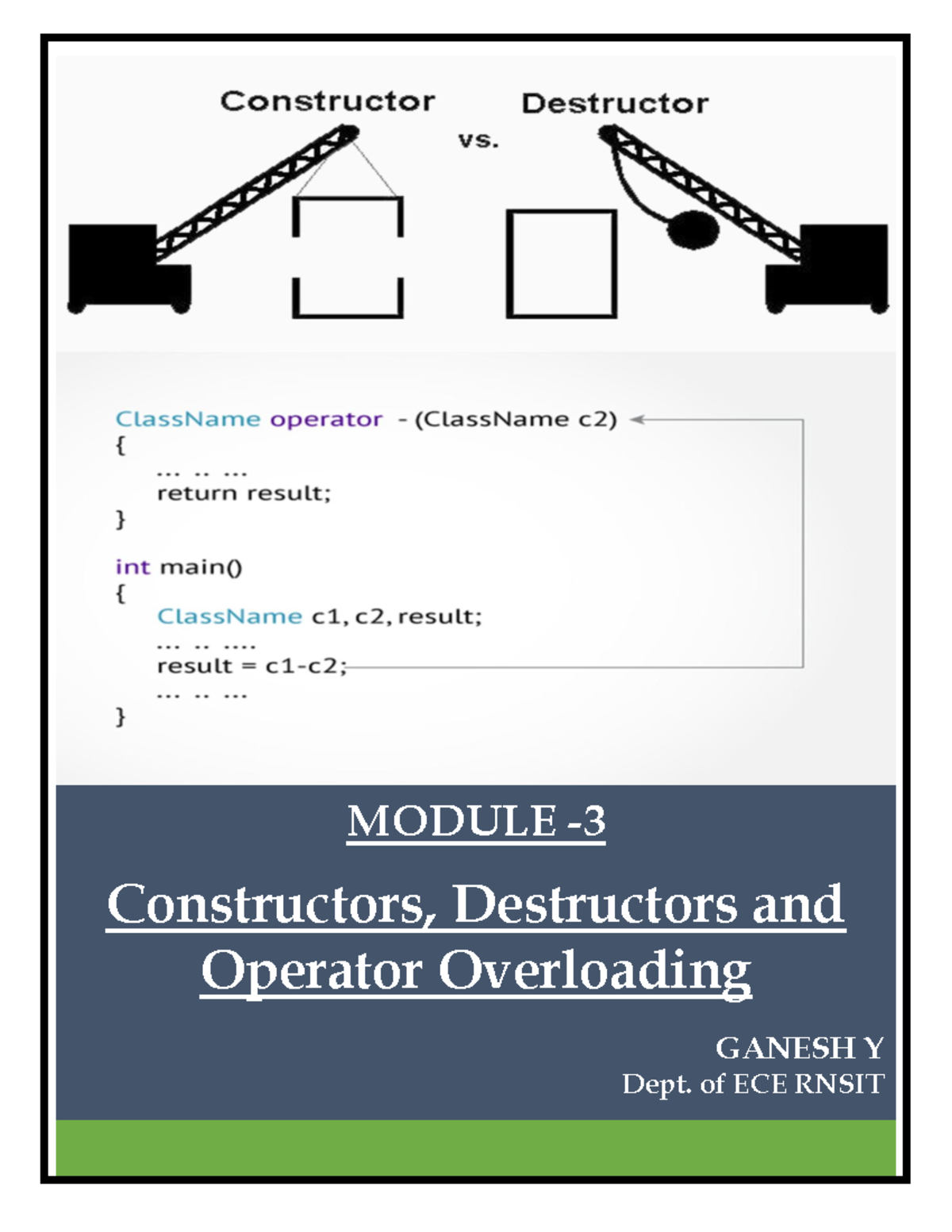 C++ Module 3 - C++ Notes - MODULE - Constructors, Destructors and ...