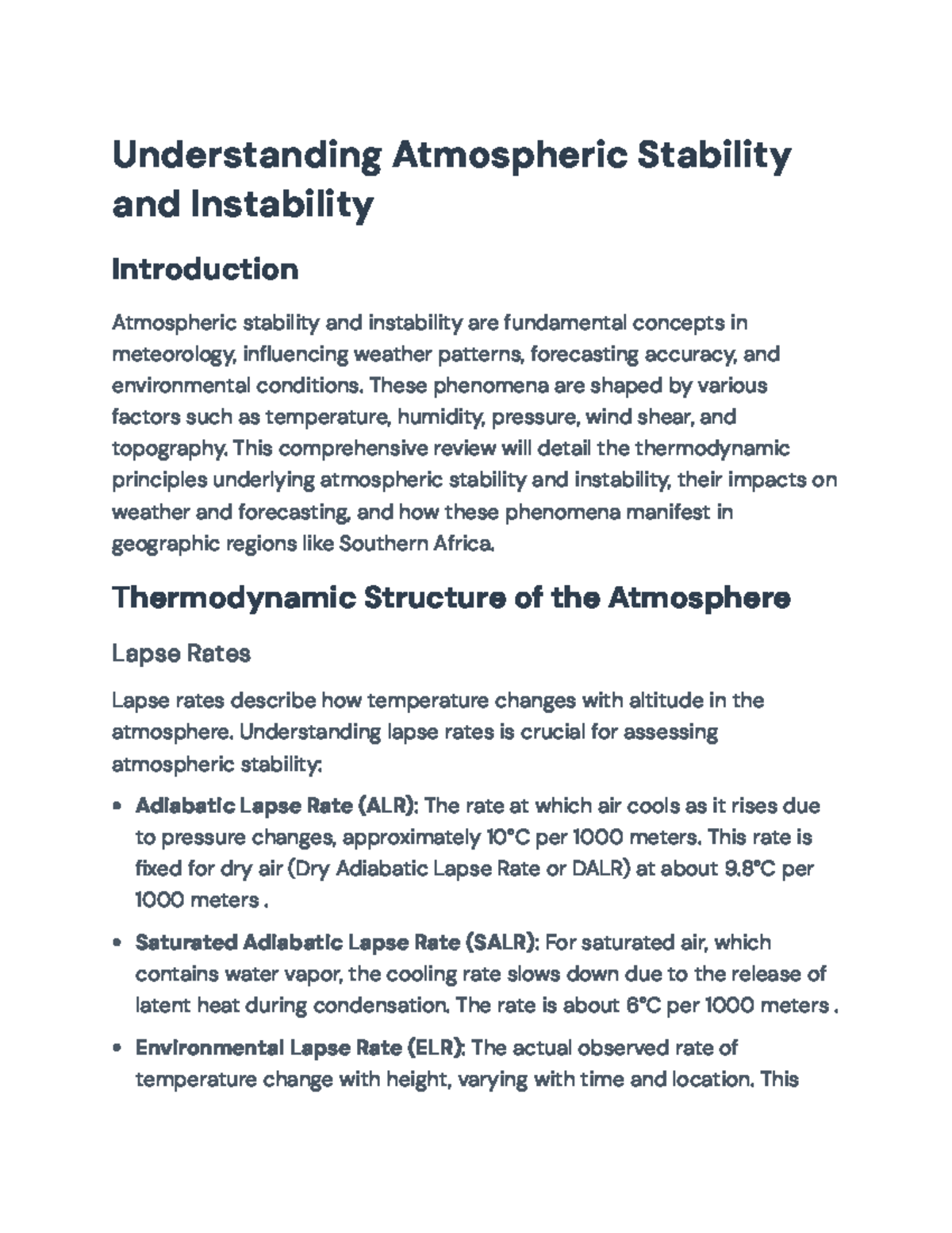 Understanding Atmospheric Stability & Instability: Key Concepts in ...