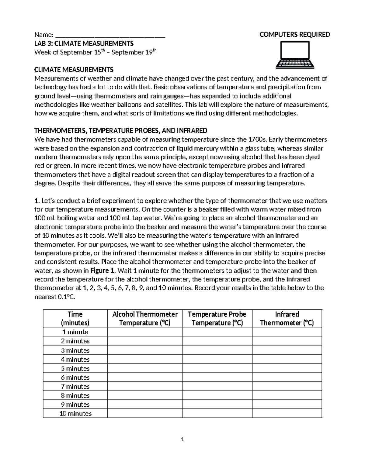 Lab 3: Climate Measurements - Week of Sept 15-19 - Studocu