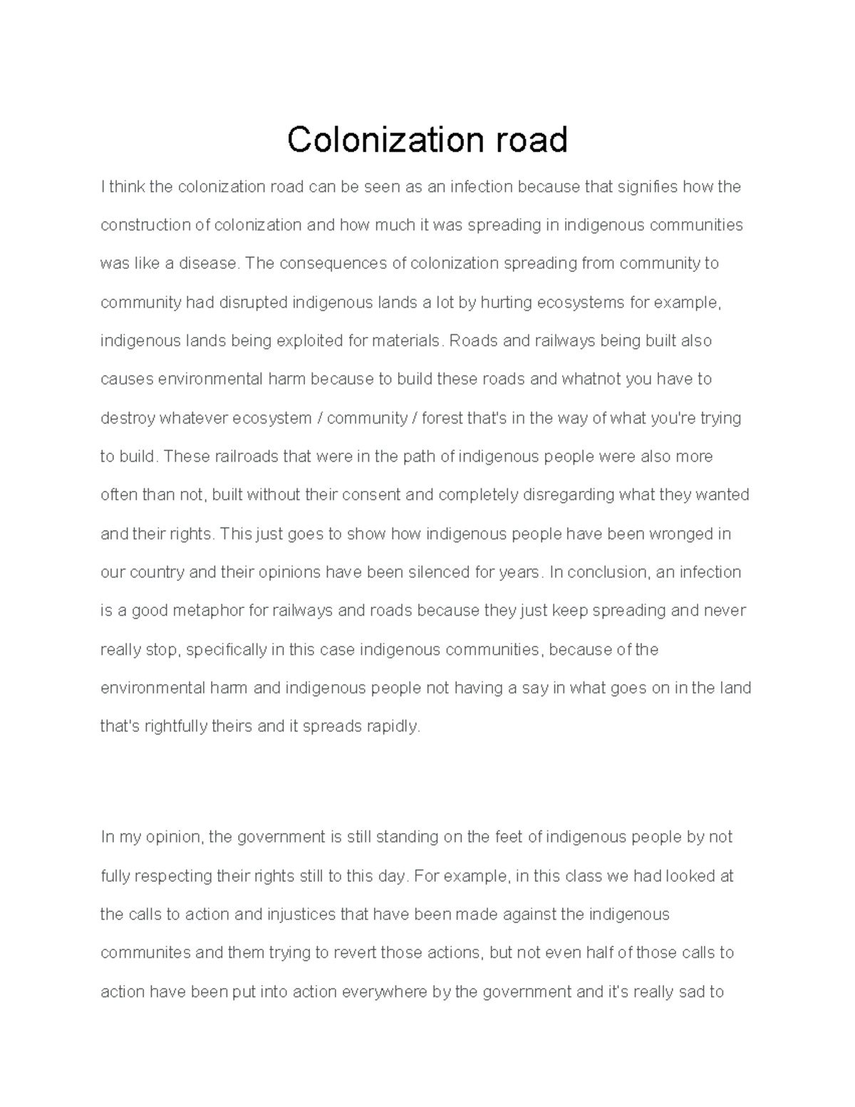 Colonization Road: Environmental Impact and Indigenous Rights - WASD ...