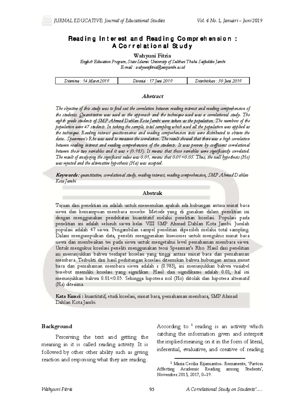 A Correlational Study on Reading Interest and Comprehension in SMP ...