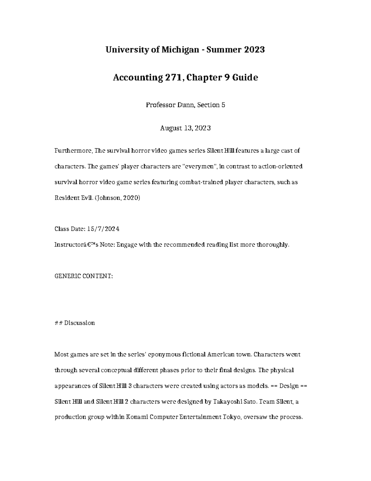 Accounting 271 Summer 2023 Chapter 9 Study Guide - Prof. Dunn - Studocu