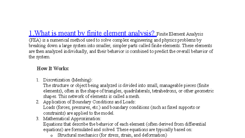 FEM 101: Comprehensive Overview of Finite Element Analysis (FEA ...