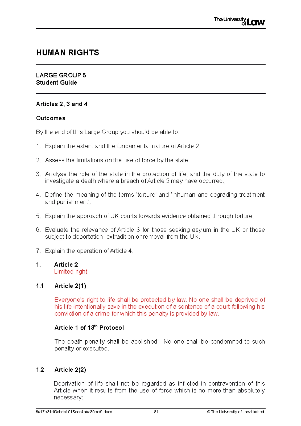 HUMAN RIGHTS 101: Large Group 1 Student Guide & Lecture Notes - Studocu