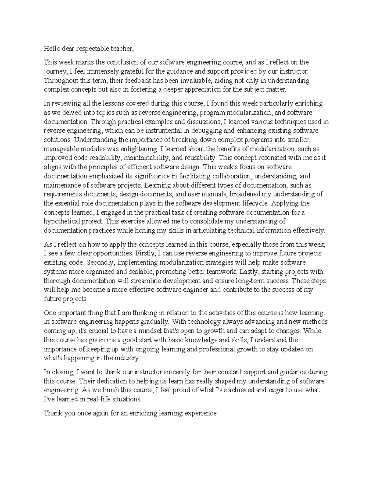 LJ SE Unit 8 - Reflections on Software Engineering Course Completion ...