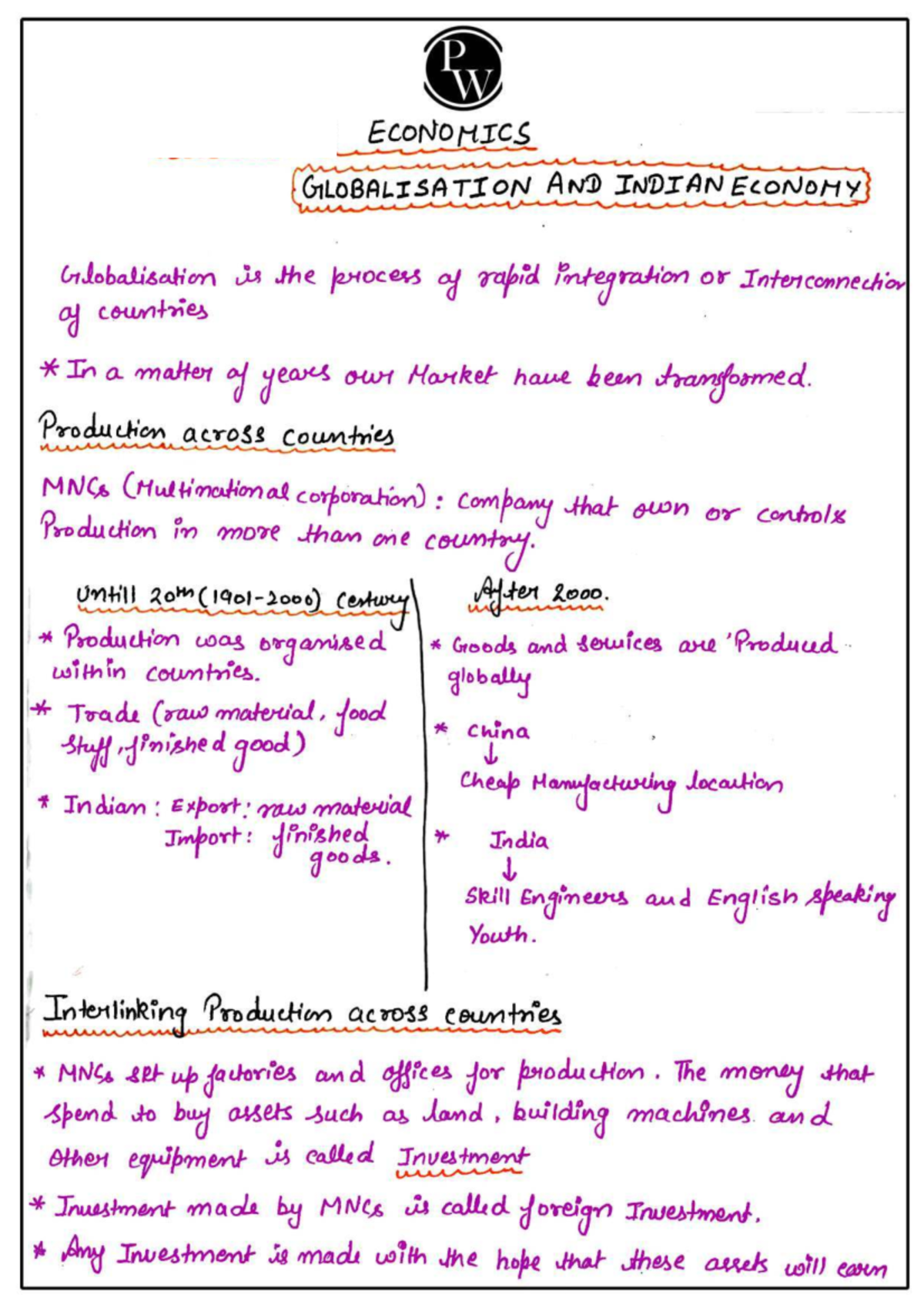 PW ECONOMICS: Globalisation and the Indian Economy - Chapter 4 Notes ...