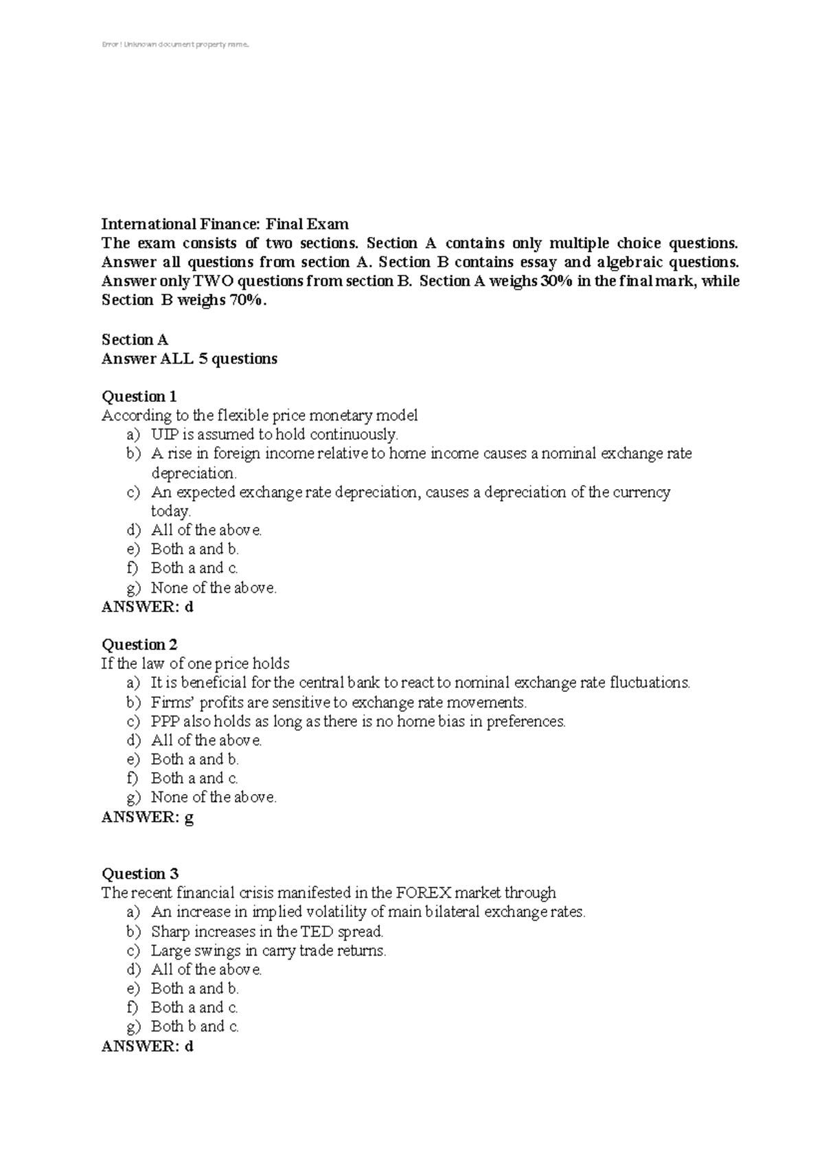 International Finance FIN501 Final Exam Answers and Analysis - Studeersnel