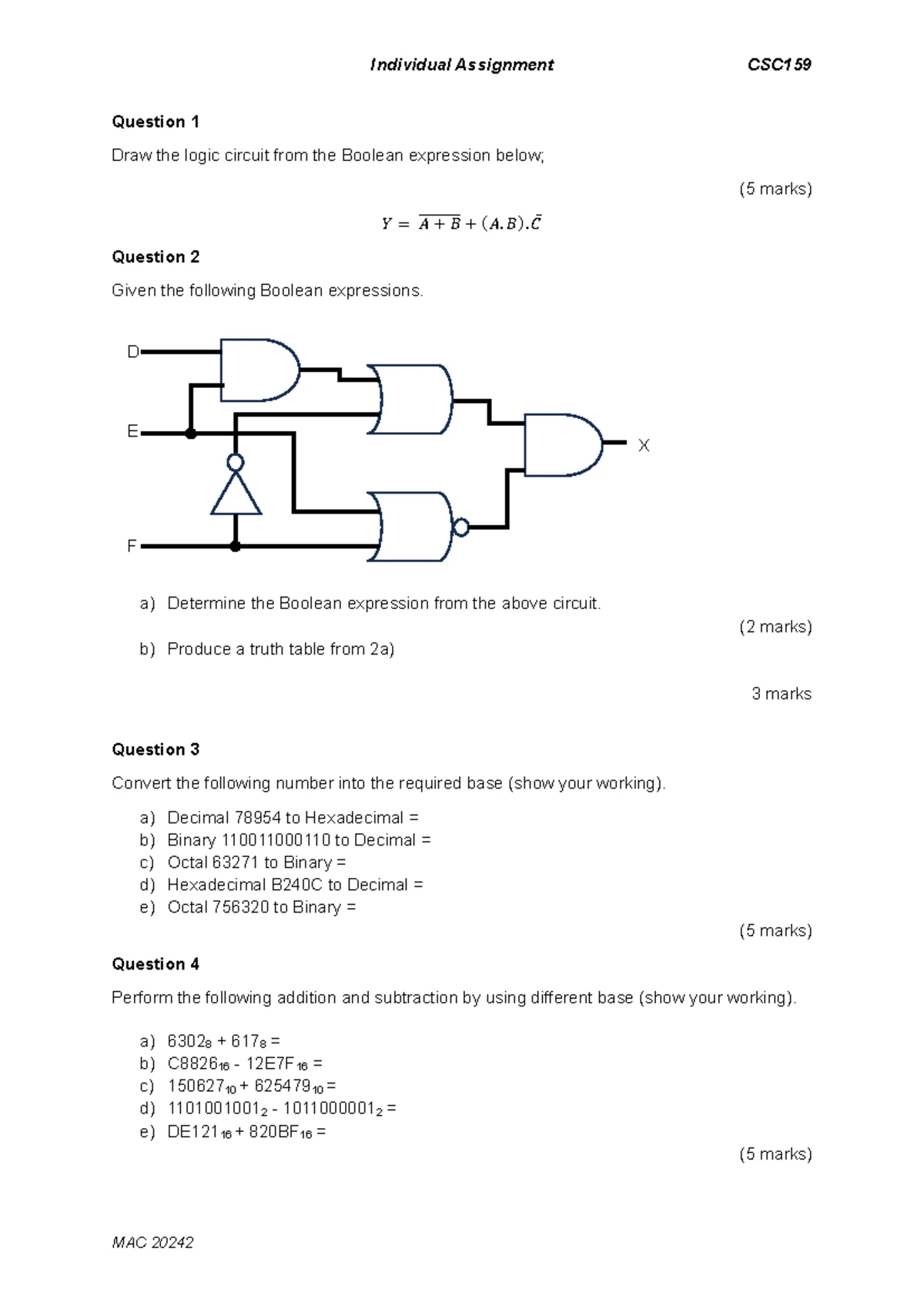 CSC186 LAB Exercise WEEK 7 - LAB EXERCISE WEEK 7 Question 1 a) one ...