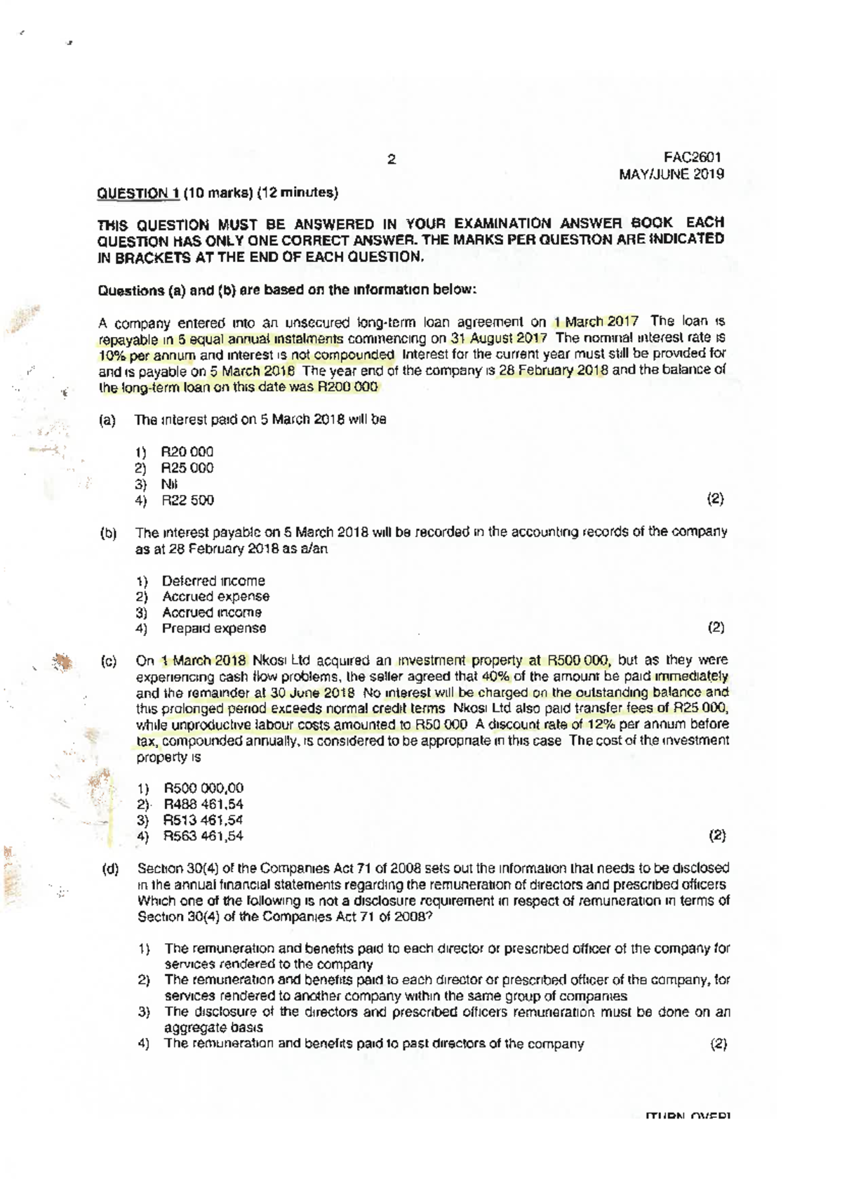 FAC2601 May/June 2019 Exam Paper: Questions & Solutions - Studocu