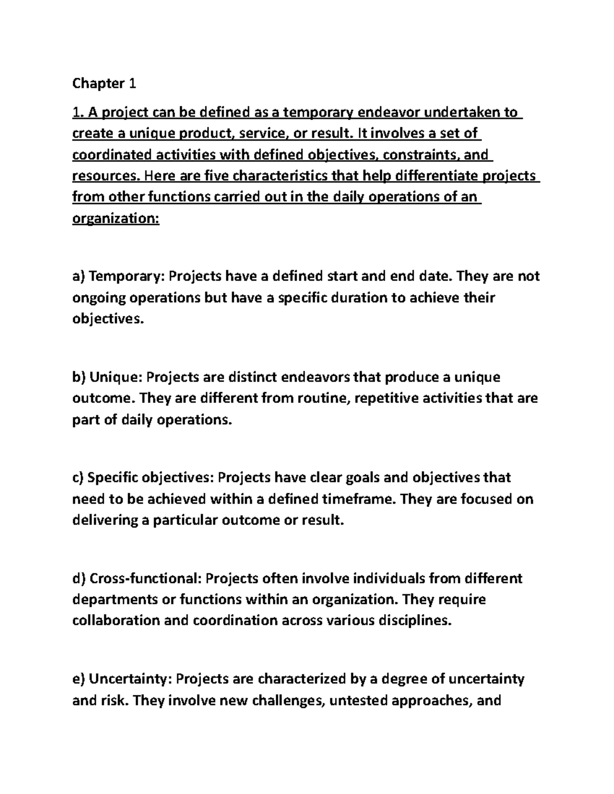 Chapter 1 - Understanding Key Concepts in Project Management - Studocu