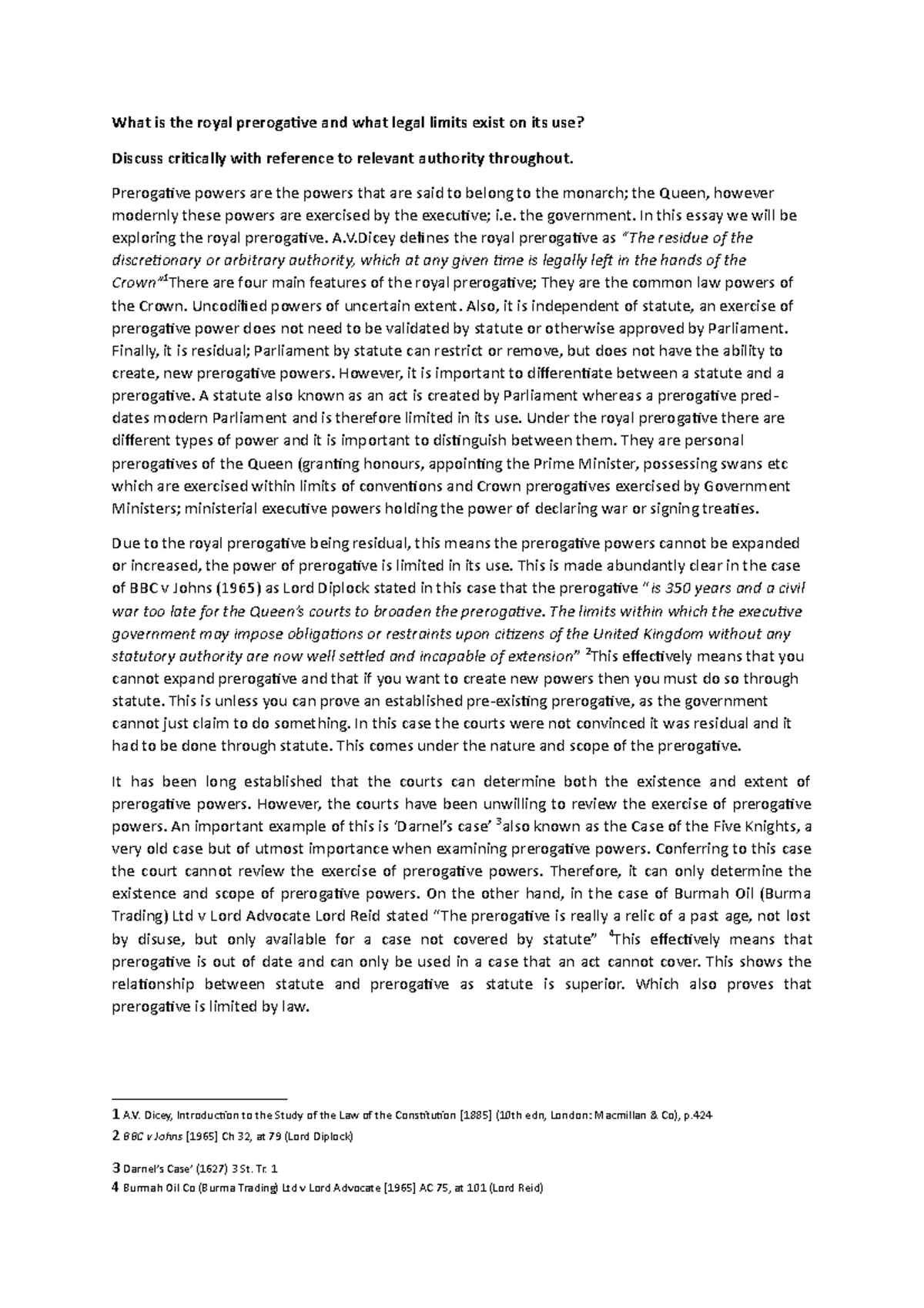 Royal Prerogative: Legal Limits and Constitutional Context (LAW 101 ...