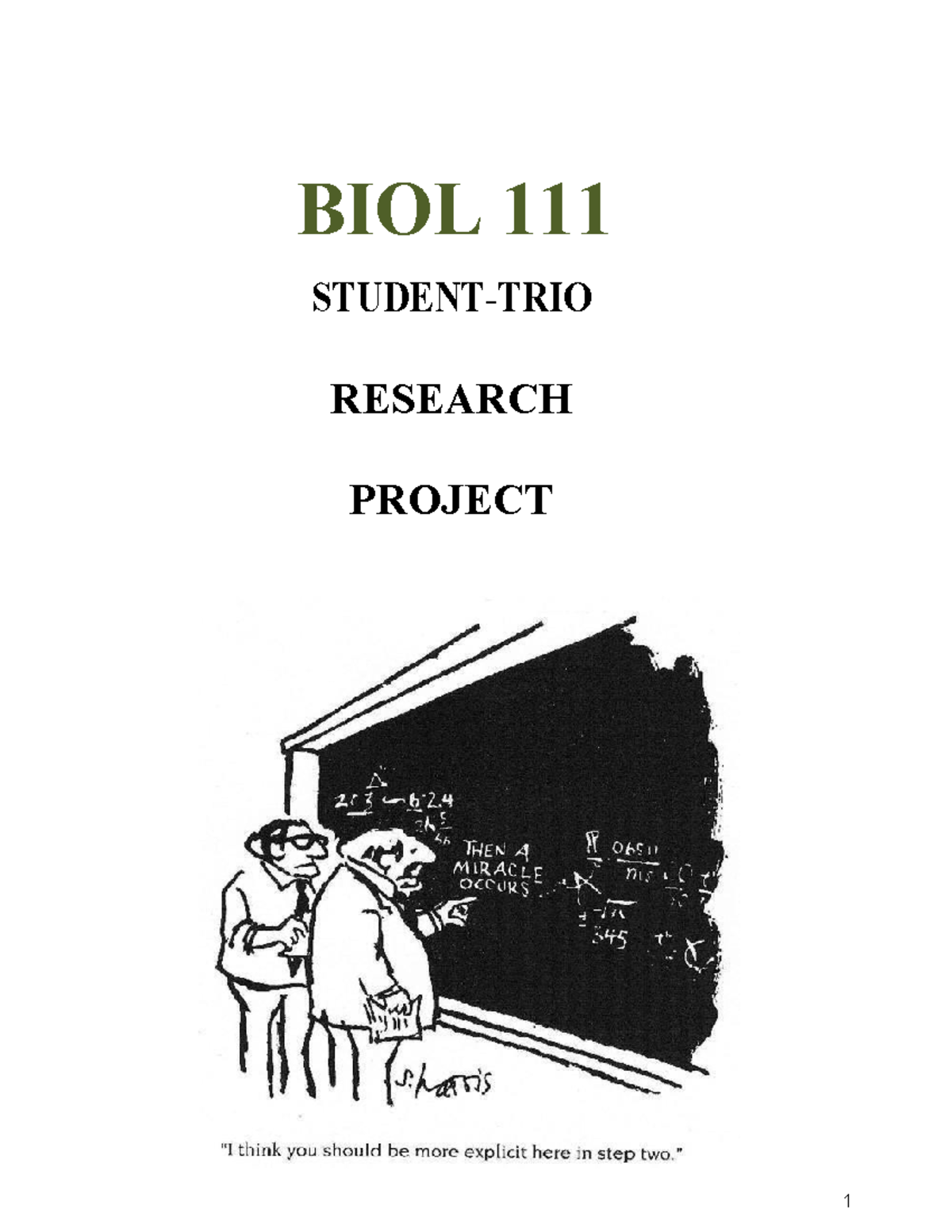 2023 BIOL 111 Student Trio Research Project Guidelines and Overview ...