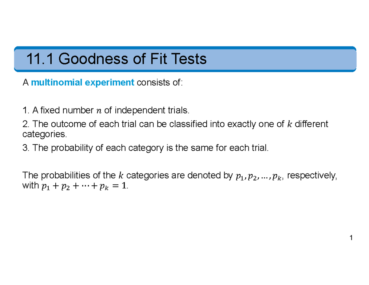 Stats 2B03 - Goodness of Fit Tests in Multinomial Experiments - Studocu