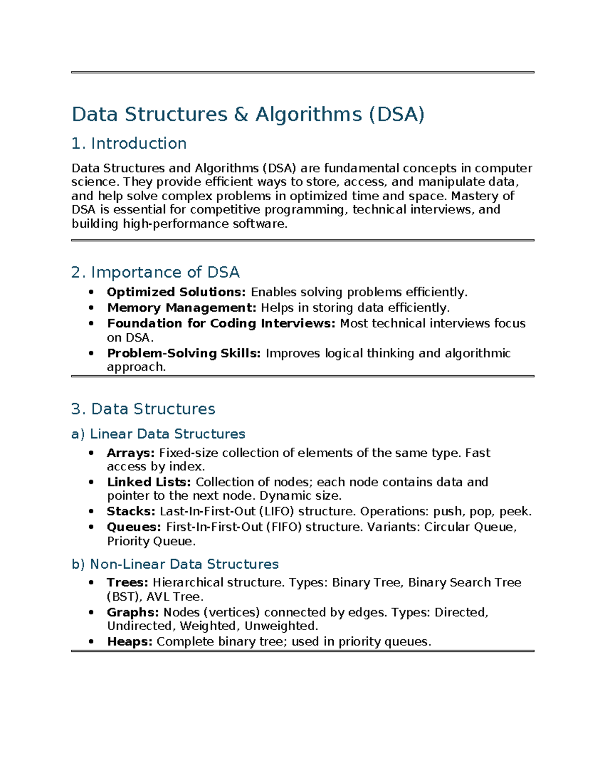 DSA 1: Introduction to Data Structures and Algorithms - Studocu