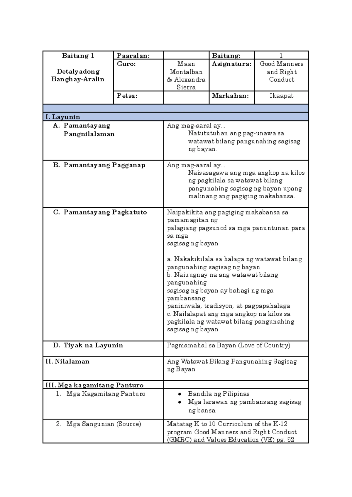 Daily Lesson PLAN Template MTB MLE - DAILY LESSON PLAN SCHOOL BU ...