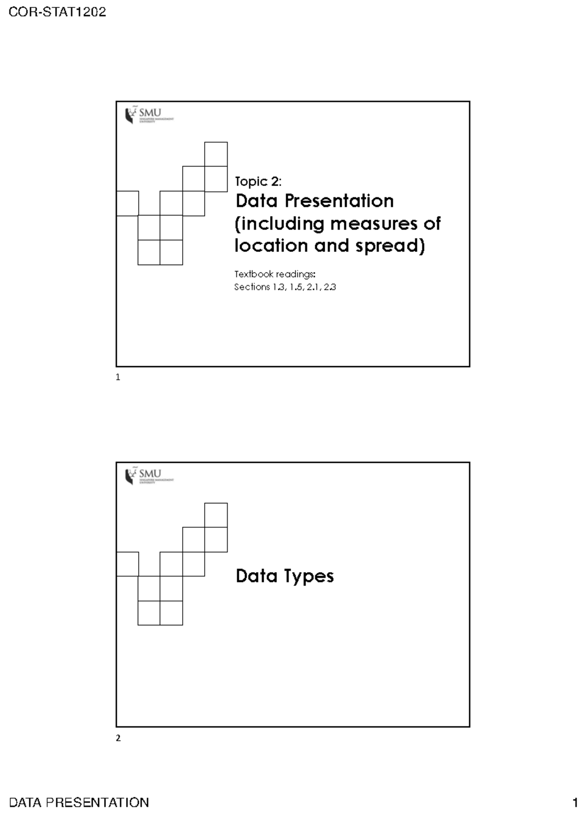 Topic 2 Data presentation handout - Topic 2: Data Presentation ...