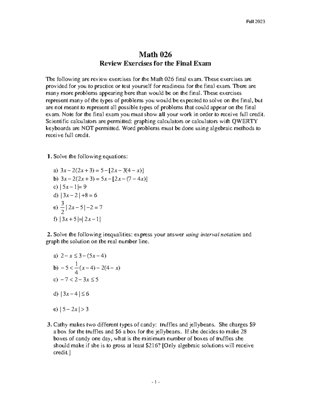 Math 115 Final Exam Review Exercises Spring 2019 - 21:640:114 - Studocu