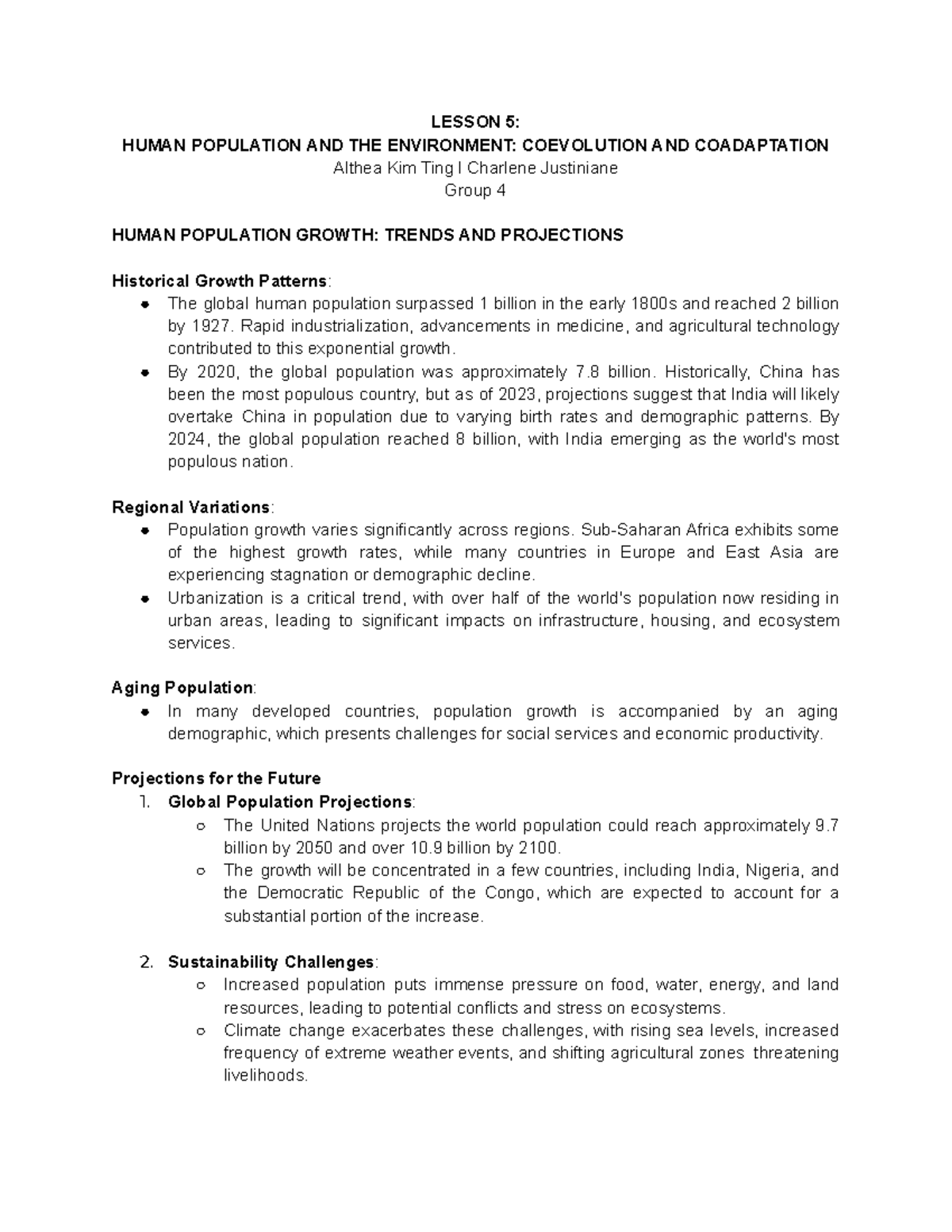 Human Population AND THE Environment Coevolution AND Coadaptation