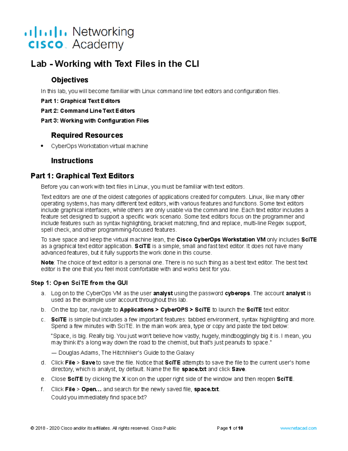 4.2.6 Lab - Working with Text Files in the CLI - Objectives In this lab ...