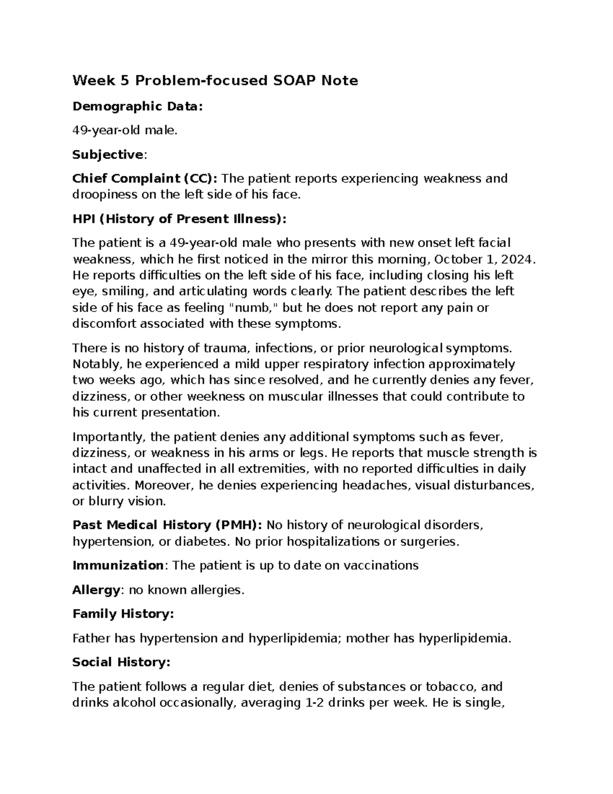 NURS 679L-A Week 6 Mini SOAP Note on Chronic Bronchitis Evaluation ...