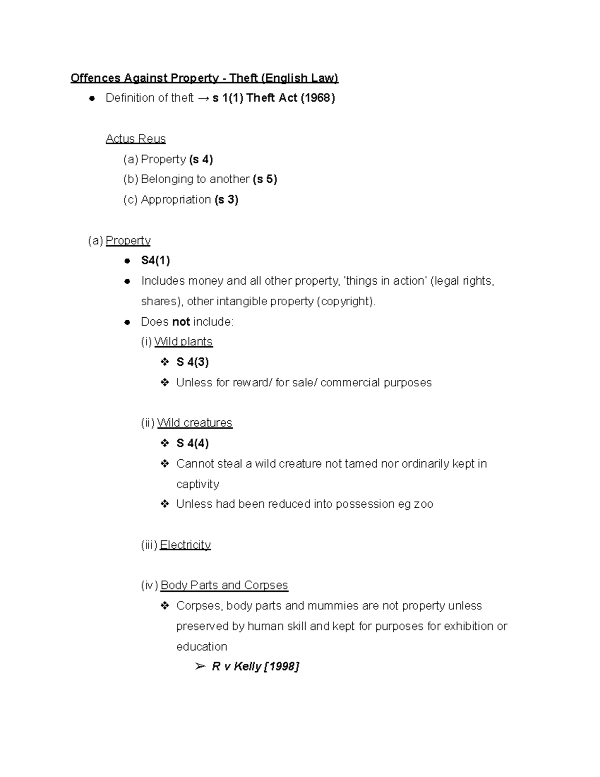 Comprehensive Study Notes on Offences Against Property (Laws) - Studocu