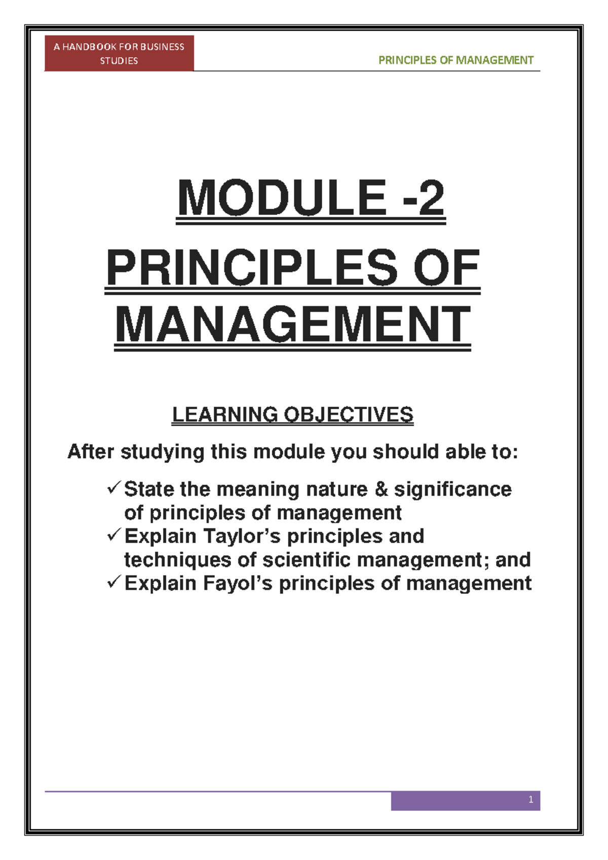Principles of Management (MGT101) - Comprehensive Study Notes - Studocu