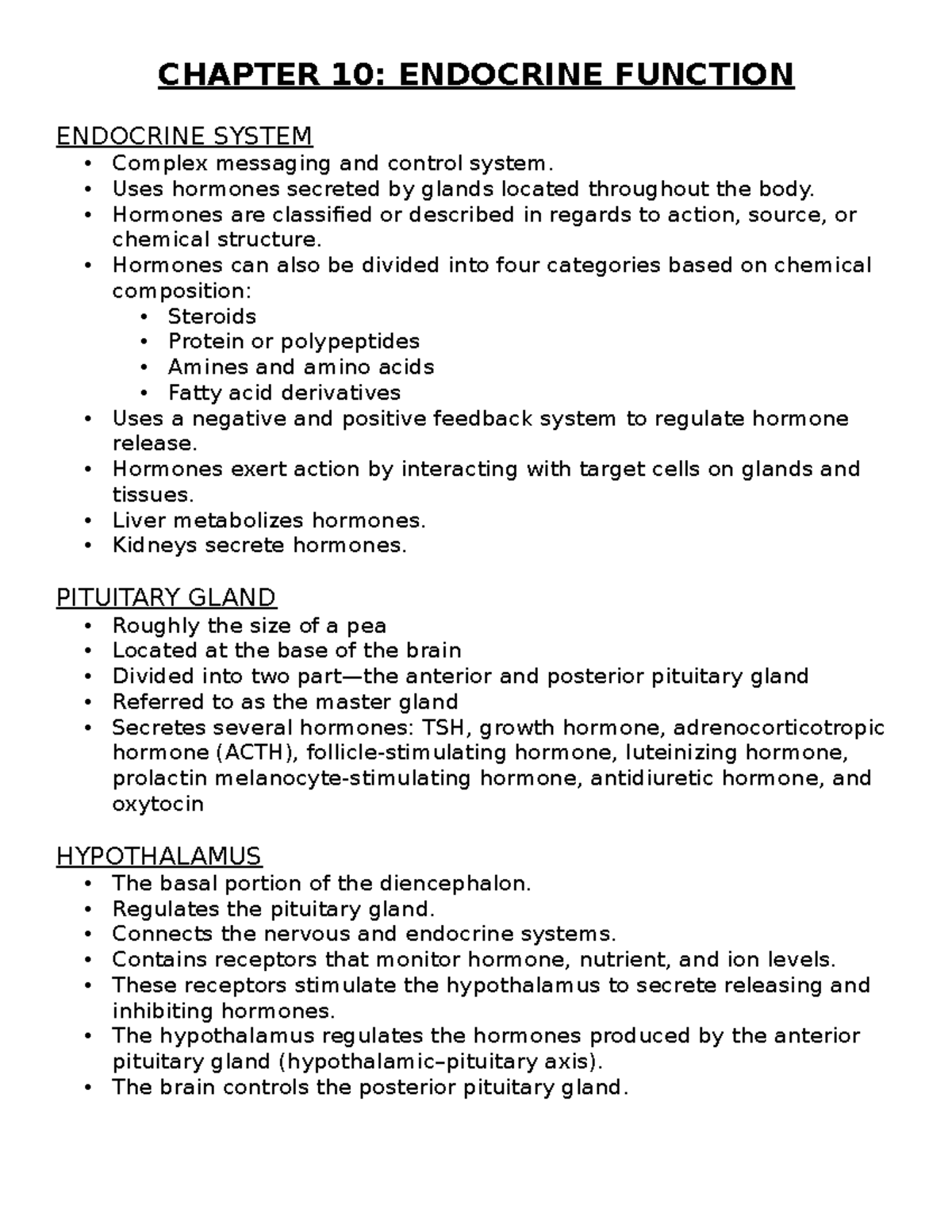 Patho CH 10: Endocrine System Overview and Key Concepts - Studocu