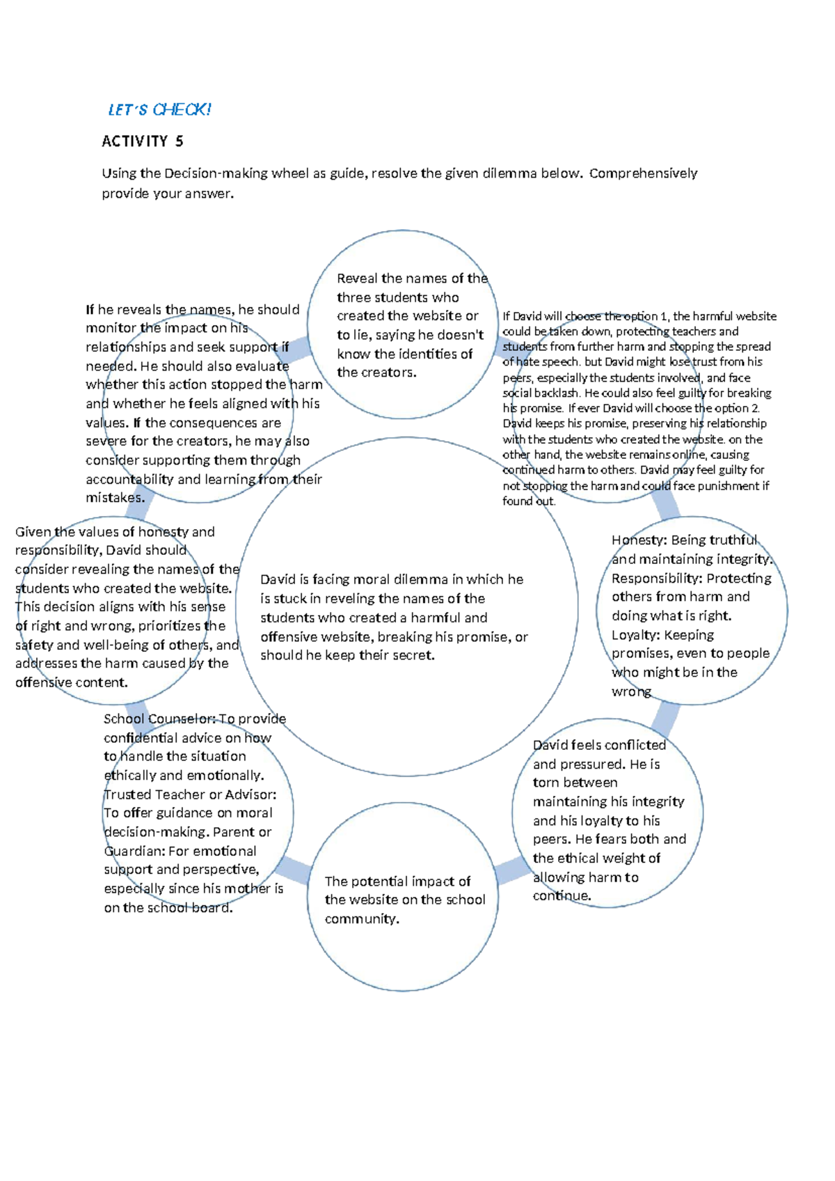 Activity - Decision Making: Navigating Moral Dilemmas in Ethics - Studocu