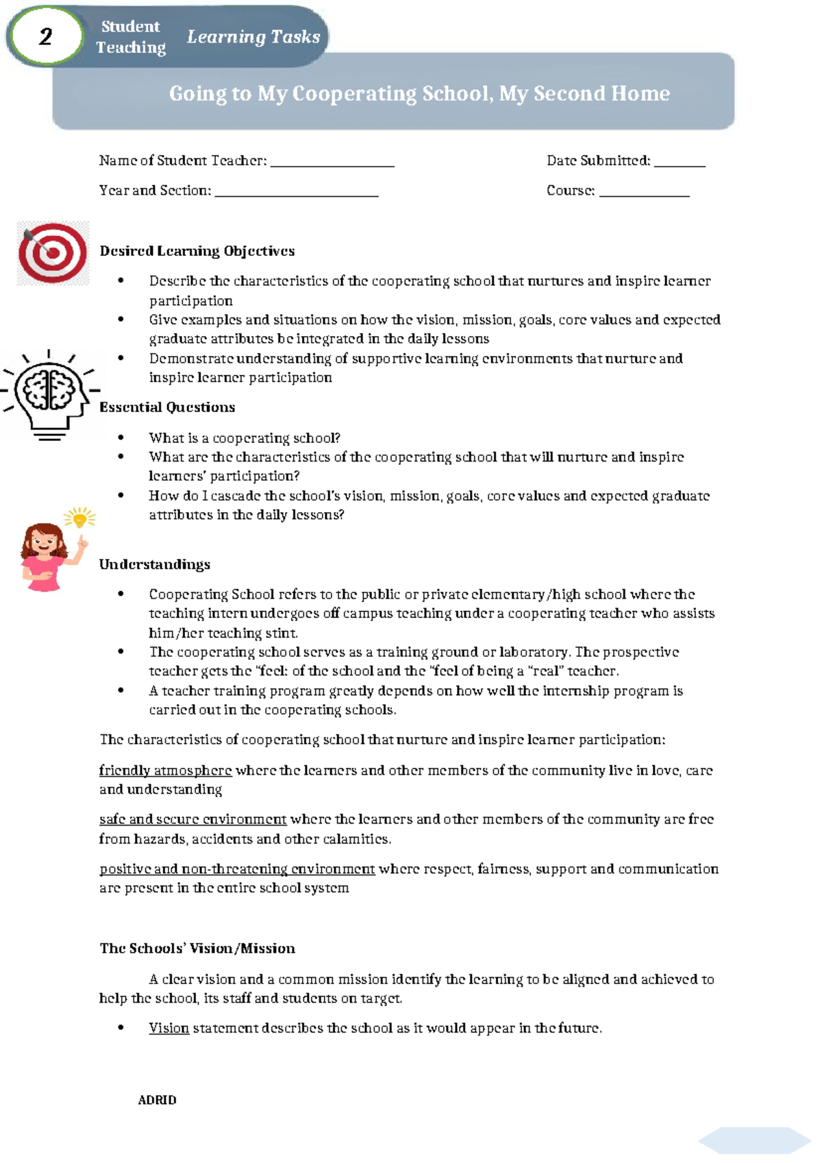 ST 2: Student Teaching Learning Tasks - Insights from My Cooperating ...
