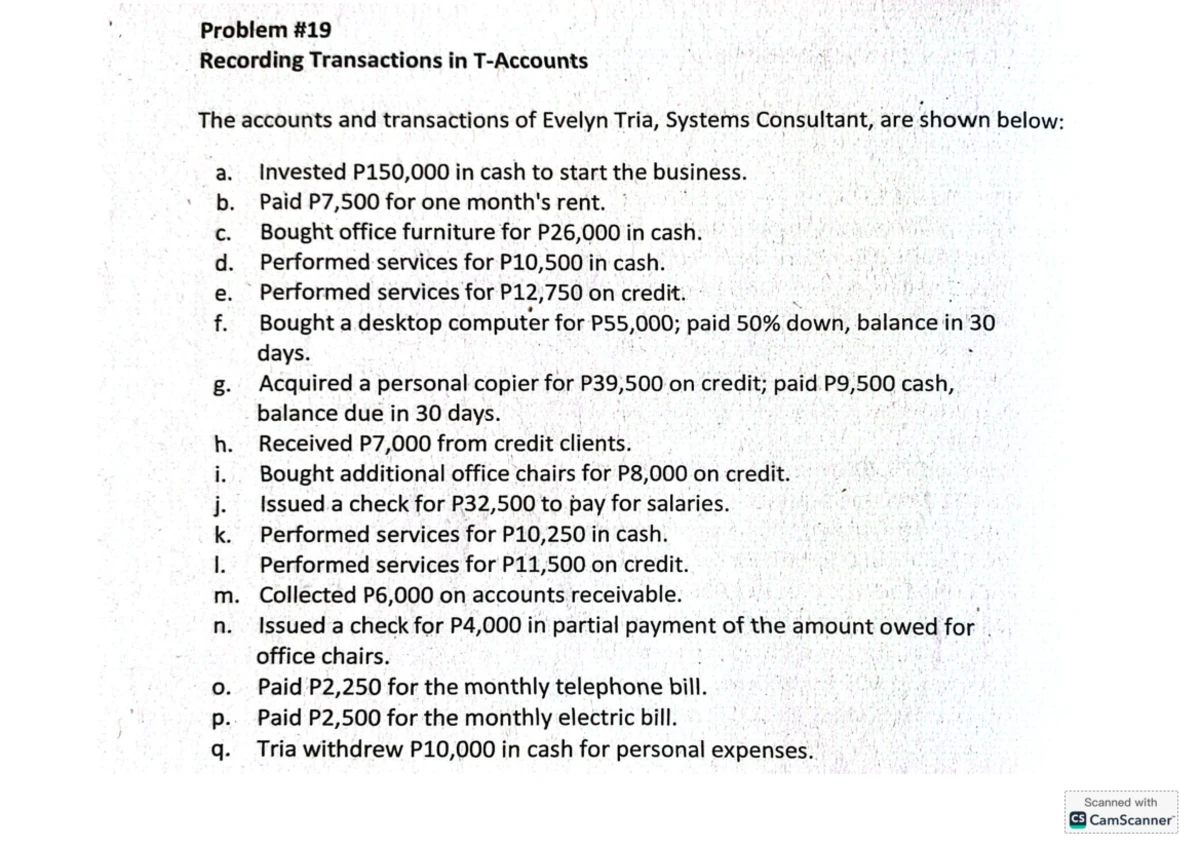 BPA 2-D Basic Accounting Problem Set: Transactions & Effects - Studocu