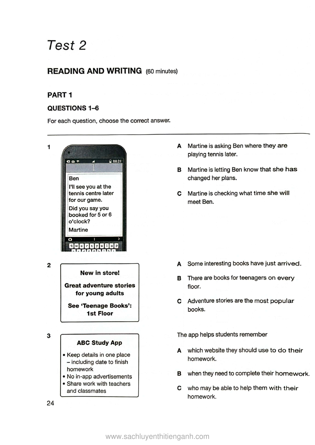 Practice Test 2: Reading and Writing Questions and Answers - Studocu