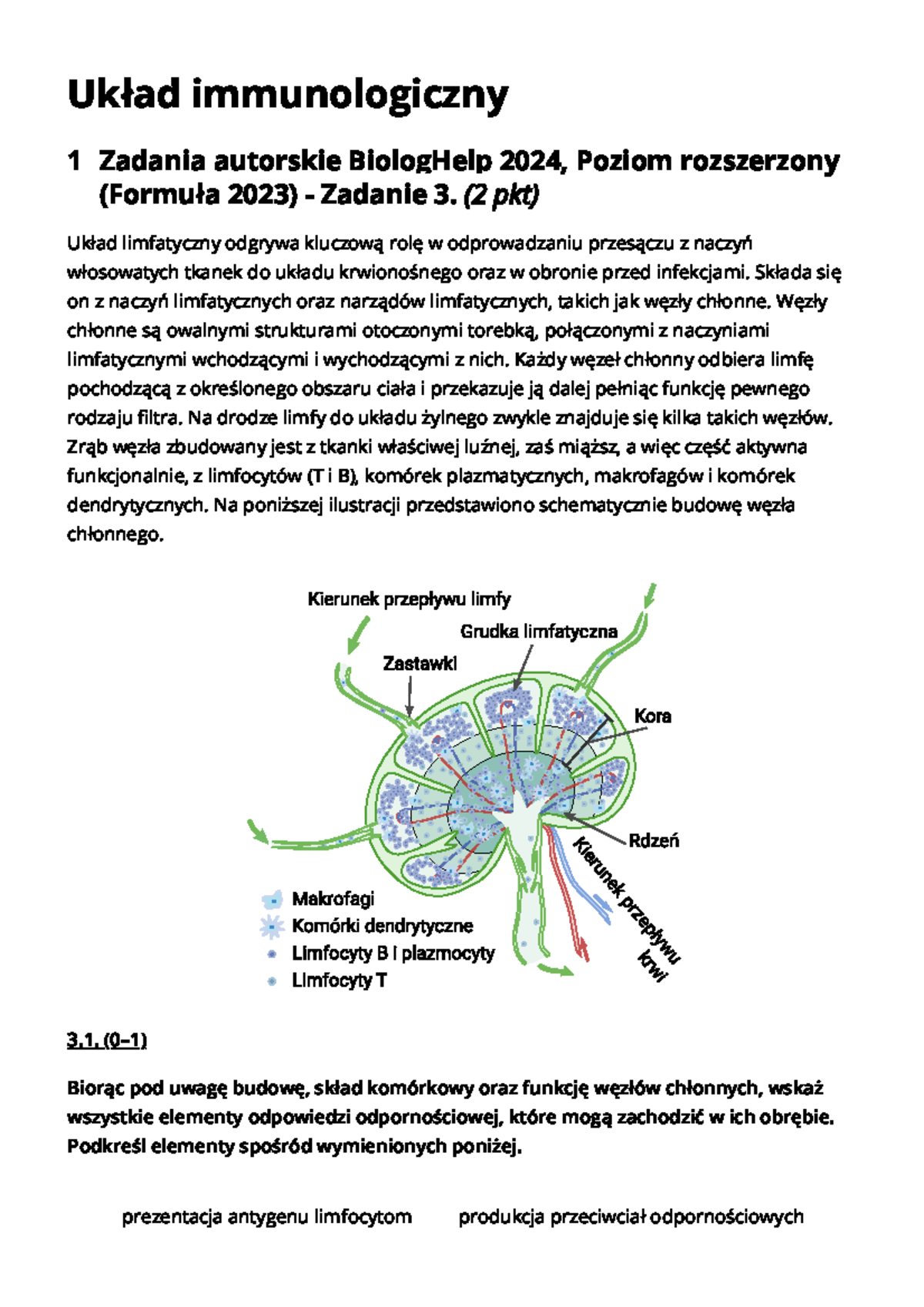 Zadania Maturalne Z Biologii 2023 Uk ad Immunologiczny I Odporno 