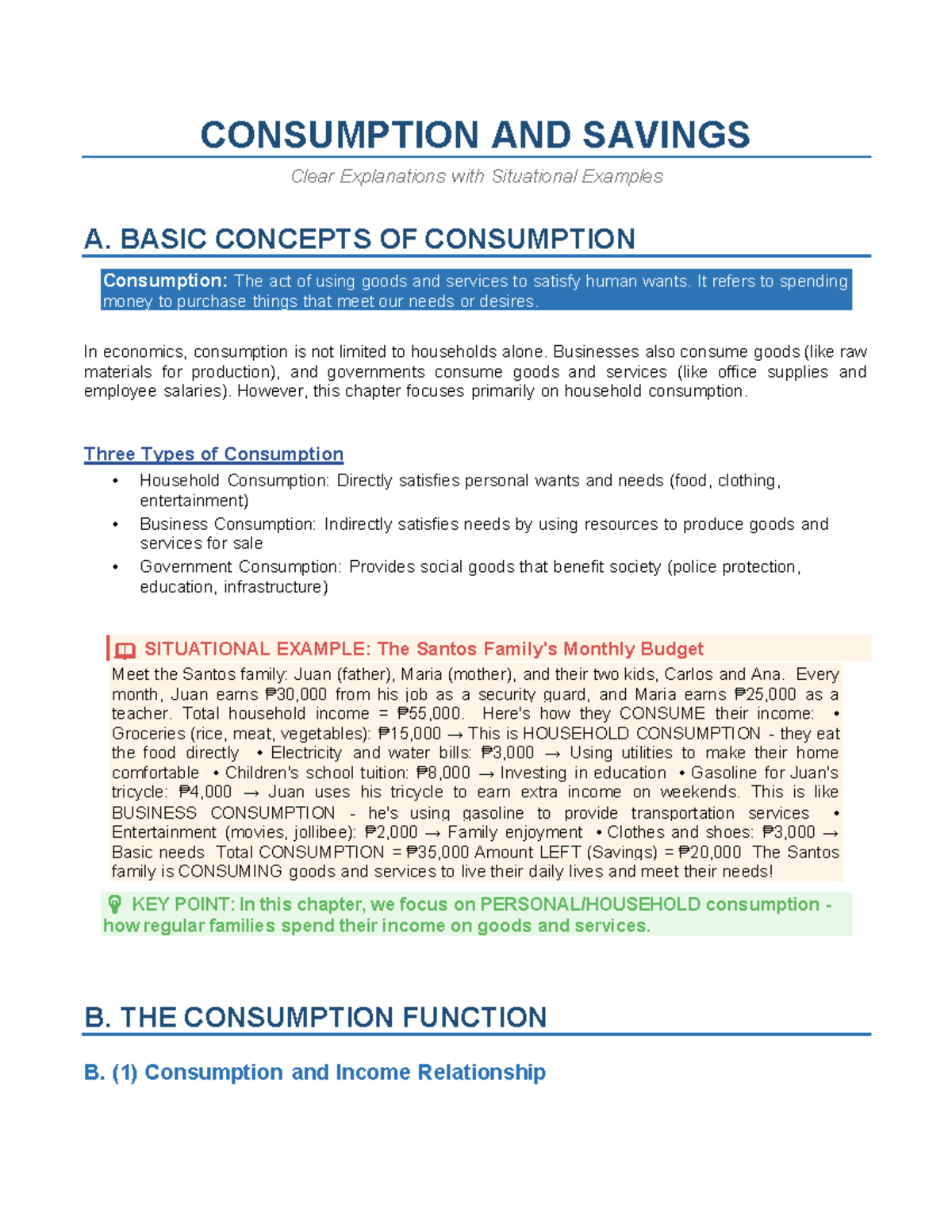 Consumption and Savings: Key Concepts and Examples (ECO 101) - Studocu
