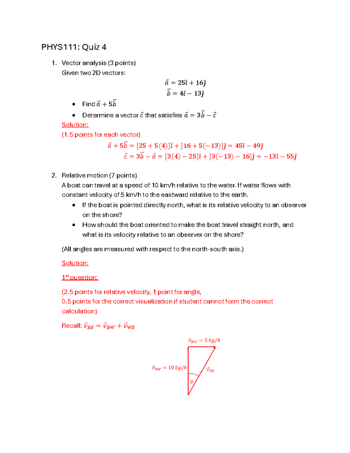 PHYS111 Quiz 4 Tutorial Solutions and Vector Analysis - Studocu