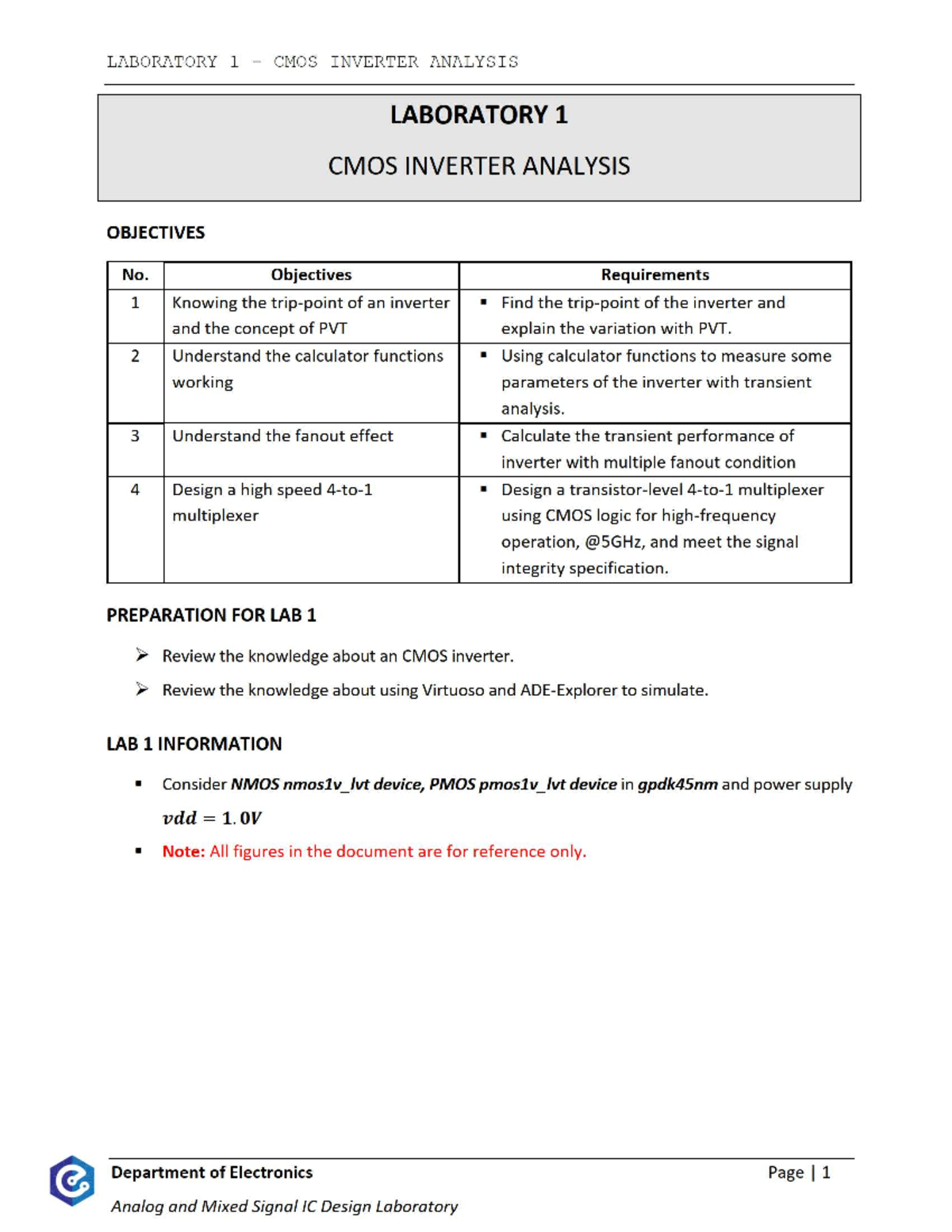 LAB 1: CMOS Inverter Analysis - EE4453/EE3207/EE3121 - Studocu