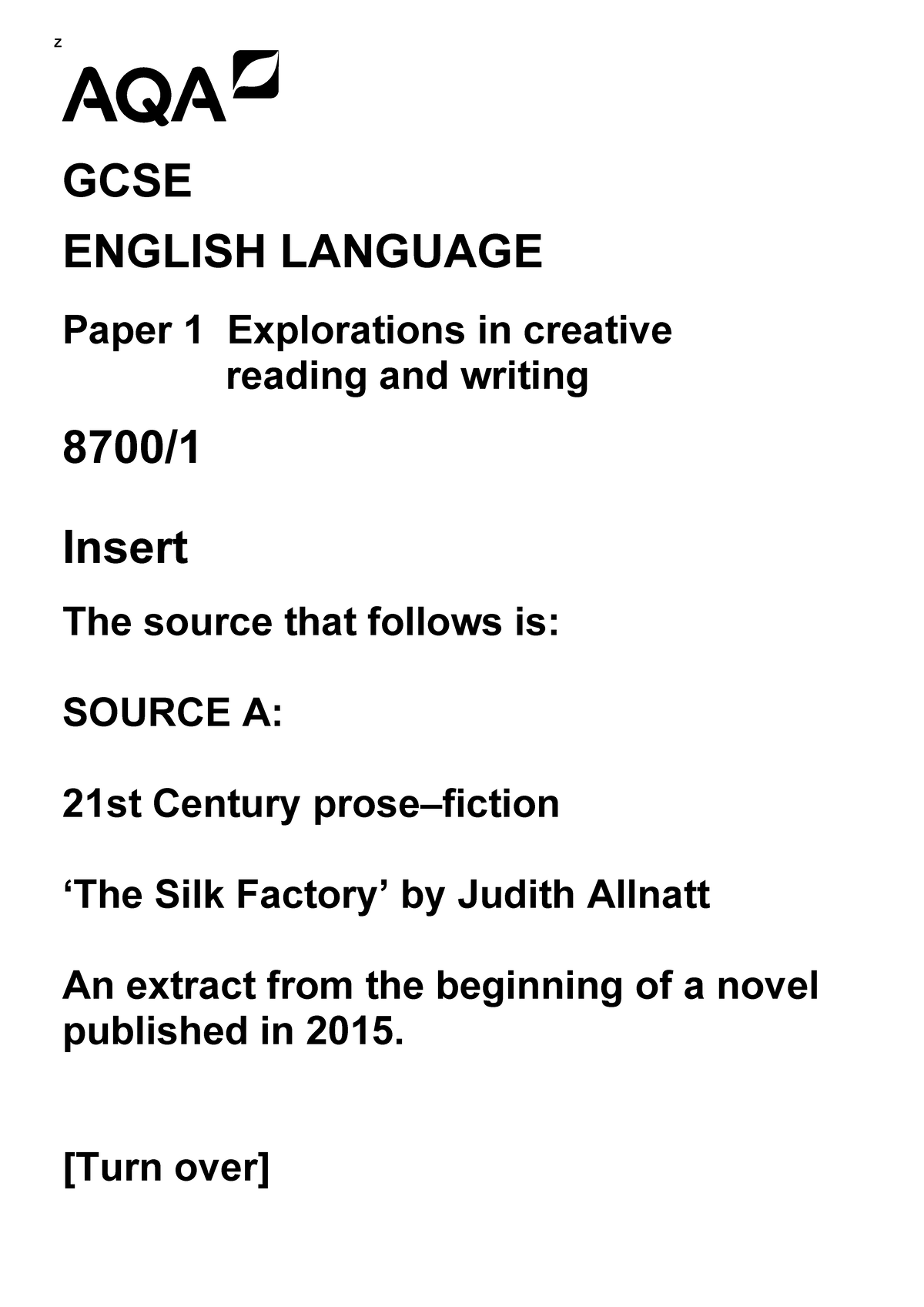 AQA 87001 English Language Paper 1: Creative Reading & Writing Insights ...
