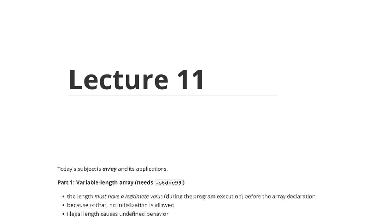 Lecture 11 Arrays And Their Applications Part 1 2 Studocu