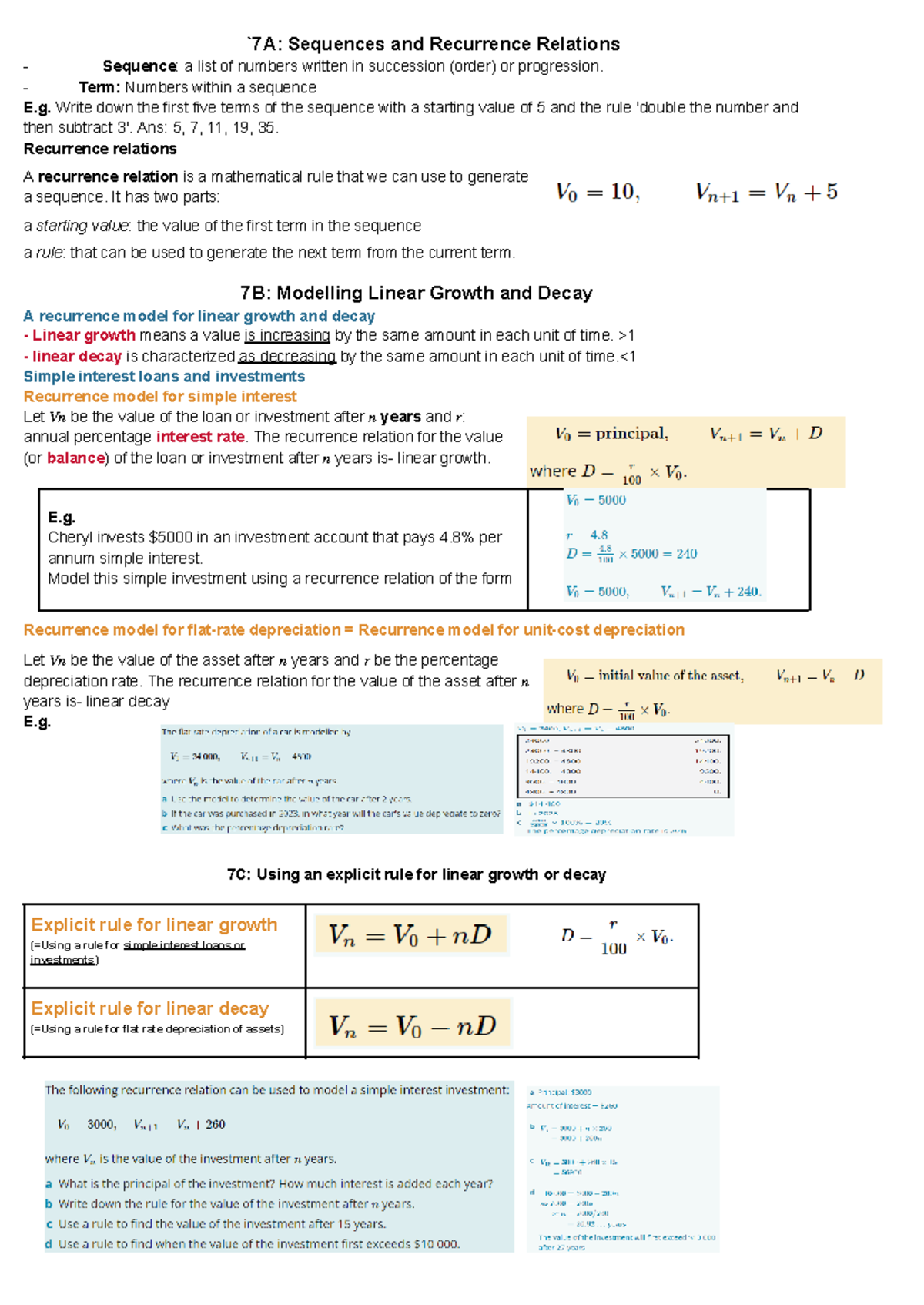 Chapter 7: Sequences & Recurrence Relations in Growth Models - Studocu