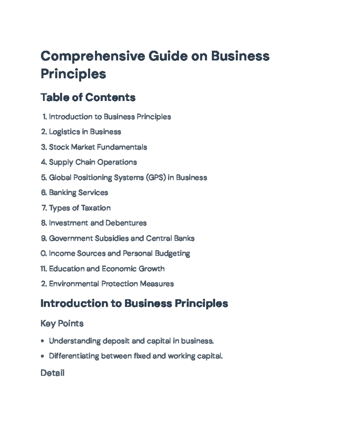 Comprehensive Overview of Business Principles (BUS101) - Studocu