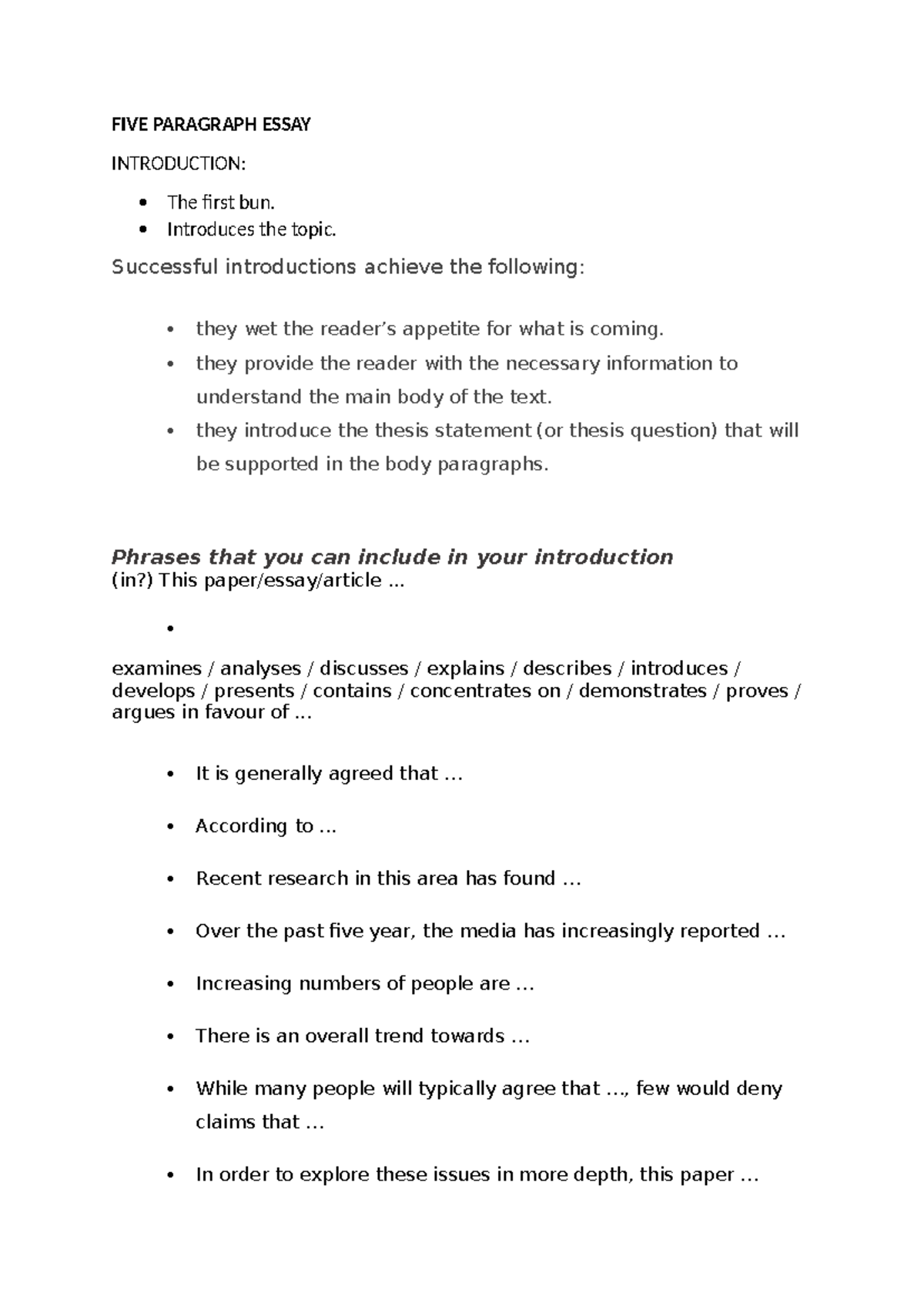 How to Write a Five Paragraph Essay: A Comprehensive Guide - Studocu