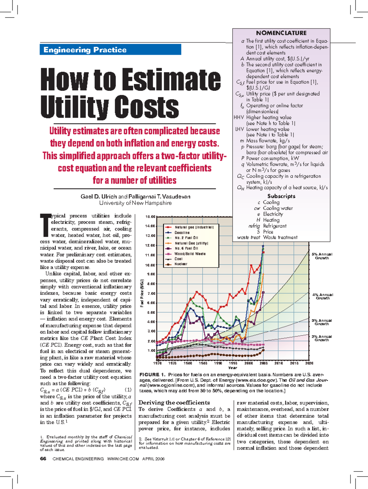 Estimating Utility Costs: A Two-Factor Approach by Ulrich & Vasudevan ...